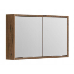 Allibert Armoire toilette 120cm 2 portes miroir 4 étagères couleur chêne cognac Kobleo