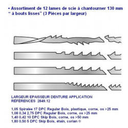Leman Assortiment 12 Lames à Chantourner Bout Lisse Kobleo