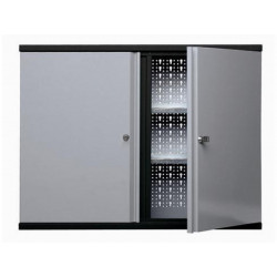 Kupper Armoire murale 2 portes 4 étagères 80 x 60 x 20 cm Gris Kobleo