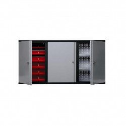 Kupper Armoire murale 3 portes 2 étagères et 18 boites de rangement Gris Kobleo