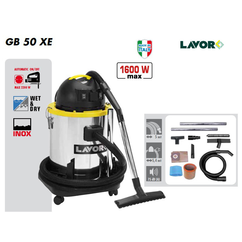 Lavor Aspirateur eau poussières INOX prise outils électroportatifs 1400W 50L Kobleo