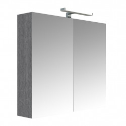 Allibert Armoire toilette éclairante 60cm 2 portes miroir 2 étagères chêne Juno Kobleo