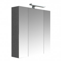 Allibert Armoire de toilette éclairante 70 cm 3 portes 6 étagères chêne anthrac Kobleo