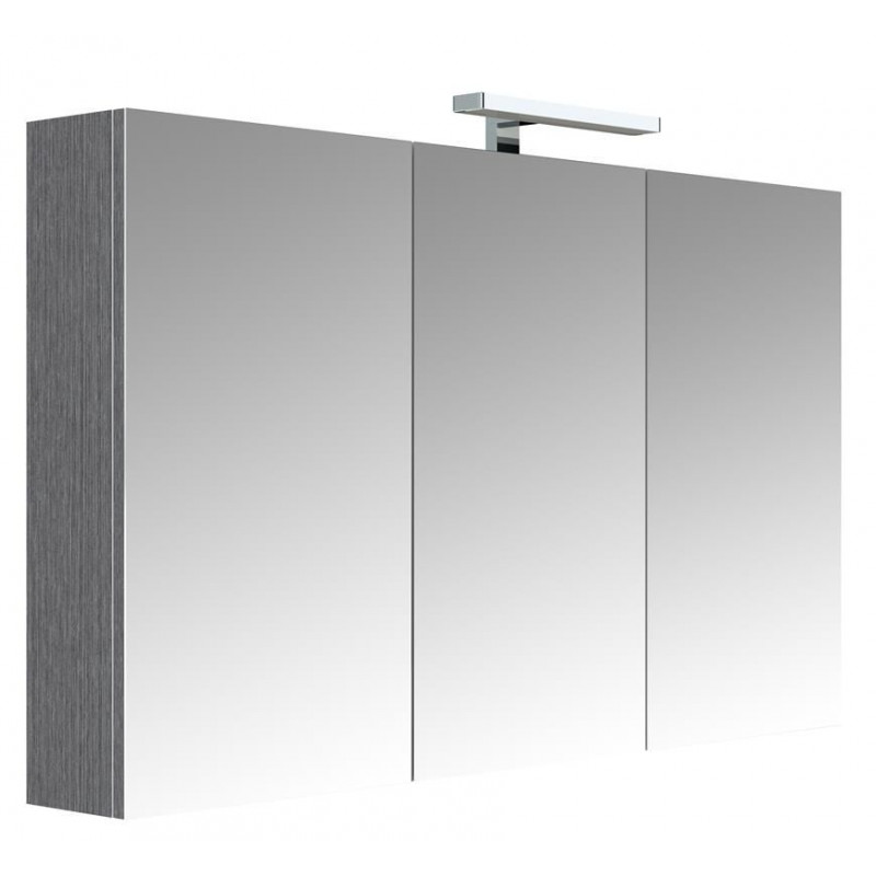 Allibert Armoire toilette éclairante 120cm 3 portes miroir 6 étagères chêne Jun Kobleo