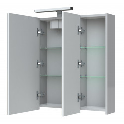 Allibert Armoire toilette éclairante 120cm 3 portes miroir 6 étagères chêne Jun Kobleo