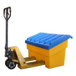 Fimm Bac à sel, sable et absorbant 300 L en PEHD jaune à couvercle bleu Kobleo