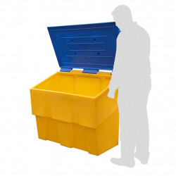 Fimm Bac à sel, sable et absorbant 500 L en PEHD jaune à couvercle bleu Kobleo