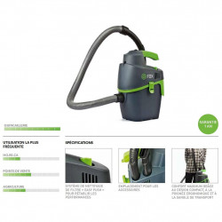 ICA.EU Aspirateur poussières portatif (dorsal) 1200W 108m³/h 6 litres Fox Kobleo ICA.EU Aspirateur poussières portatif (dorsal) 1200W 108m³/h 6 litres Fox Kobleo
