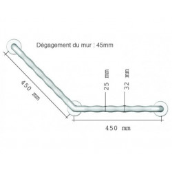 Akw Barre d'appui ergonomique coudée 135° 450x450mm bleue (Accessibilité P Kobleo