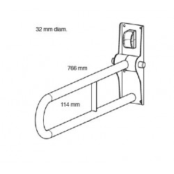 Akw Barre d'appui rabbatable simple sans pied Diam 32mm blanc (Accessibili Kobleo