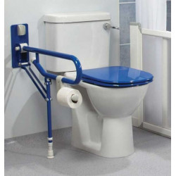 Akw Barre d'appui rabbatable simple avec pied Diam 32mm bleue (Accessibili Kobleo