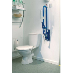 Akw Barre d'appui rabbatable simple avec pied Diam 32mm bleue (Accessibili Kobleo