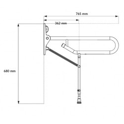 Akw Barre d'appui rabbatable simple avec pied Diam 32mm bleue (Accessibili Kobleo