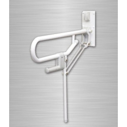 Akw Barre d'appui rabbatable simple avec pied Diam 32mm blanche (Accessibi Kobleo