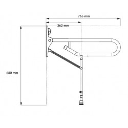 Akw Barre d'appui rabbatable simple avec pied Diam 32mm blanche (Accessibi Kobleo