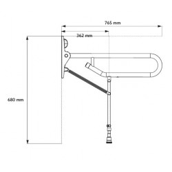 Akw Barre d'appui rabbatable inox avec pied réglable Diam 32mm (Accessibil Kobleo