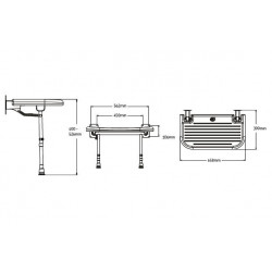 Akw Banc de douche rembourré gris Série 4000 accessibilité PMR Akw Kobleo
