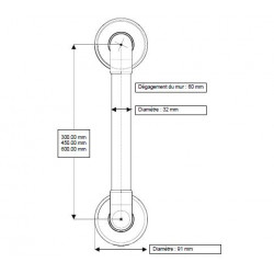Akw Barre d'appui lisse droite 300mm blanc Accessibilité PMR Akw Kobleo