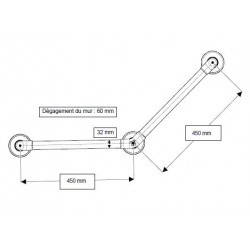 Akw Barre d'appui lisse coudée 135° 450x450mm blanc Accessibilité PMR Akw Kobleo