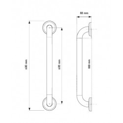 Akw Barre d'appui droite en acier inoxydable 600mm Accessibilité PMR Akw Kobleo