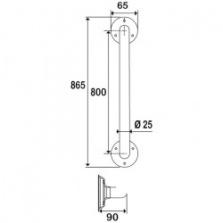 Godonnier Barre d'appui laiton chromé Diam 25 mm 800mm Kobleo