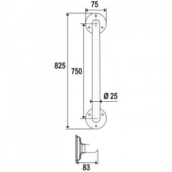 Godonnier Barre d'appui laiton chromé Diam 25 mm 750mm Kobleo