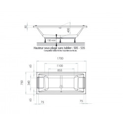 Allibert Baignoire rectangulaire 170 x 75 cm en Toplax 175 L SQUARE Kobleo