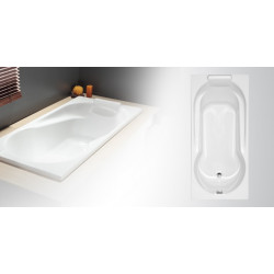 Allibert Baignoire rectangulaire bain-douche 160x75 cm 170 L repose-tête intégr Kobleo