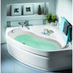 Allibert Baignoire d'angle 140x140x535-545 cm 148-218 L blanc pieds Lucina Aqua Kobleo