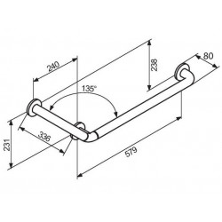 Normbau Barre d'appui coudée 135° 336 x 579mm Kobleo