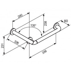 Normbau Barre d'appui coudée 135° 336 x 336mm Kobleo