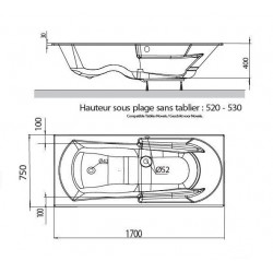Allibert Baignoire rectangulaire duo en Toplax 170 x 75 cm 130 L blanc Moovance Kobleo