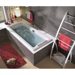 Allibert Baignoire balnéo rectangulaire 170x75x51-515cm double dos coloris blan Kobleo