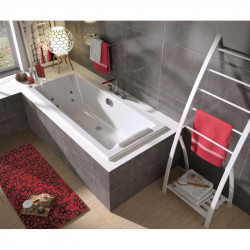 Allibert Baignoire balnéo rectangulaire 180x80x51-515cm double dos coloris blan Kobleo