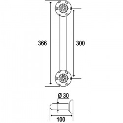 Plomberie Barre d'appui inox brossé droite Diam 30 mm 300mm Kobleo