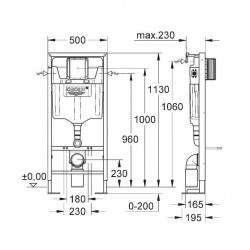 Grohe Bati-support WC Rapid SL 113m (pour mur porteur ou cloison légère) 383 Grohe Kobleo