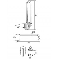 Pellet Barre d'appui relevable Diam 30 mm 600 mm Kobleo