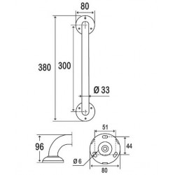 Pellet Barre de douche droite Diam 33 mm Polyalu 300 mm Kobleo