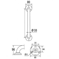Pellet Barre de douche droite Diam 33 mm Polyalu 800 mm Kobleo