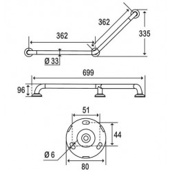 Pellet Barre de douche coudée 135° Polyalu Kobleo