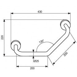 Inda Barre de relèvement coudée acier chromée 200x200mm Kobleo