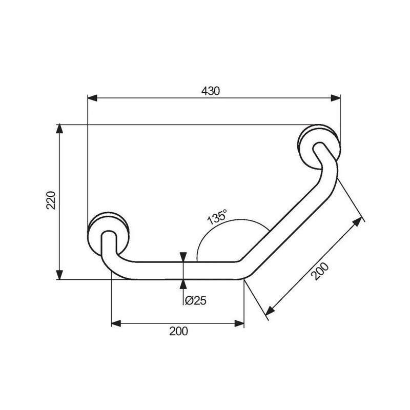 Inda Barre de relèvement coudée acier chromée 200x200mm Kobleo Inda Barre de relèvement coudée acier chromée 200x200mm Kobleo