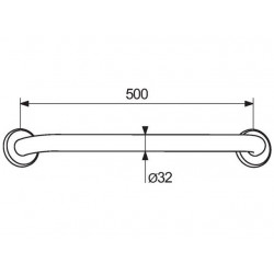 Delabie Barre d'appui droite Diam 32 mm 500mm Kobleo