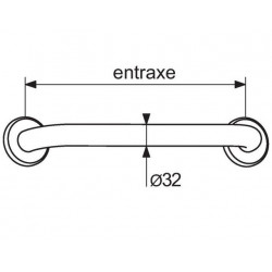 Delabie Barre d'appui droite Diam 32 mm 300mm Kobleo