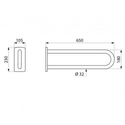 Delabie Barre d'appui fixe Diam 32mm L. 650 mm Inox poli satiné pour PMR Kobleo