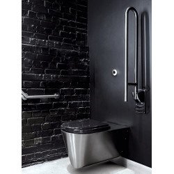 Delabie Barre d'appui relevable Diam 32mm L. 850 mm Inox poli satiné pour PMR Kobleo