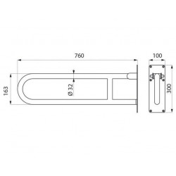 Delabie Barre d'appui relevable blanc 760mm Diam 32 mm Kobleo