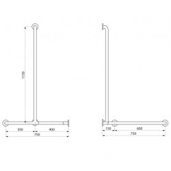 Delabie Barre douche d'angle 2 murs remontéeVerticale Diam 32mm Nylon HR brill Kobleo