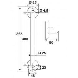 Pellet Barre de relèvement droite laiton chromé Diam 25 mm 300mm Kobleo