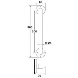 Godonnier Barre de relèvement droite blanc Diam 25 mm 300mm Kobleo